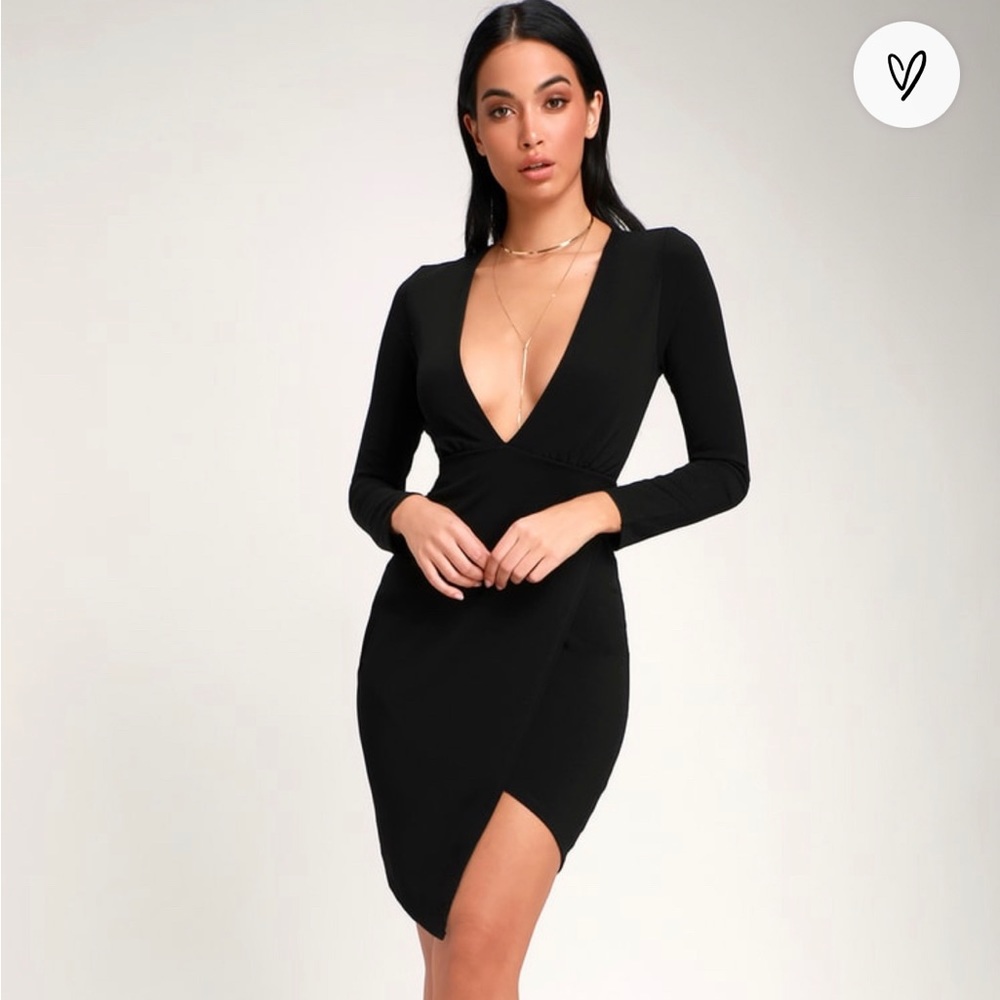 Black V-Neck bodycon dress